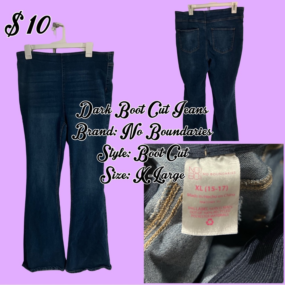 No Boundaries Women's Deep Blue Boot Cut Jeans